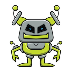 Modern illustration of robot design. Design for digital print and coloring book