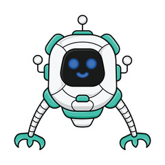 cute illustration mascot robot design kawaii. Design for digital print and coloring book
