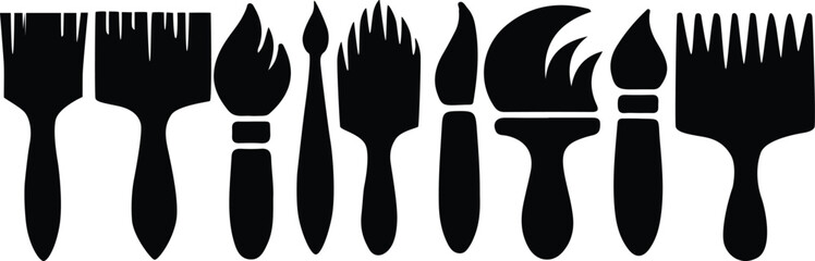 Paint Brush Silhouette Icon Bundle Design