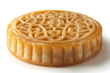 A delicious round pastry with decorative design on top