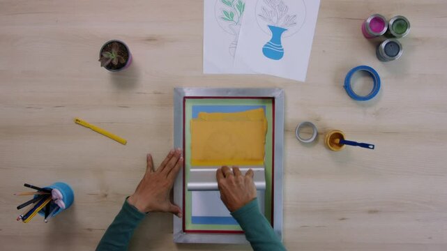 "4K Artist Focused on Printmaking Craft &ndash; Handcrafted Artistry and Traditional Techniques in Action"

