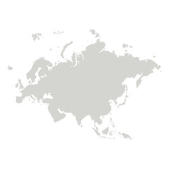 Map of Eurasia, sign silhouette. World Map Globe. Vector Illustration isolated on white background. Europe and Asia continent.