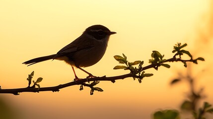 Bird Silhouette Sunset Nature Wildlife Spring Branch