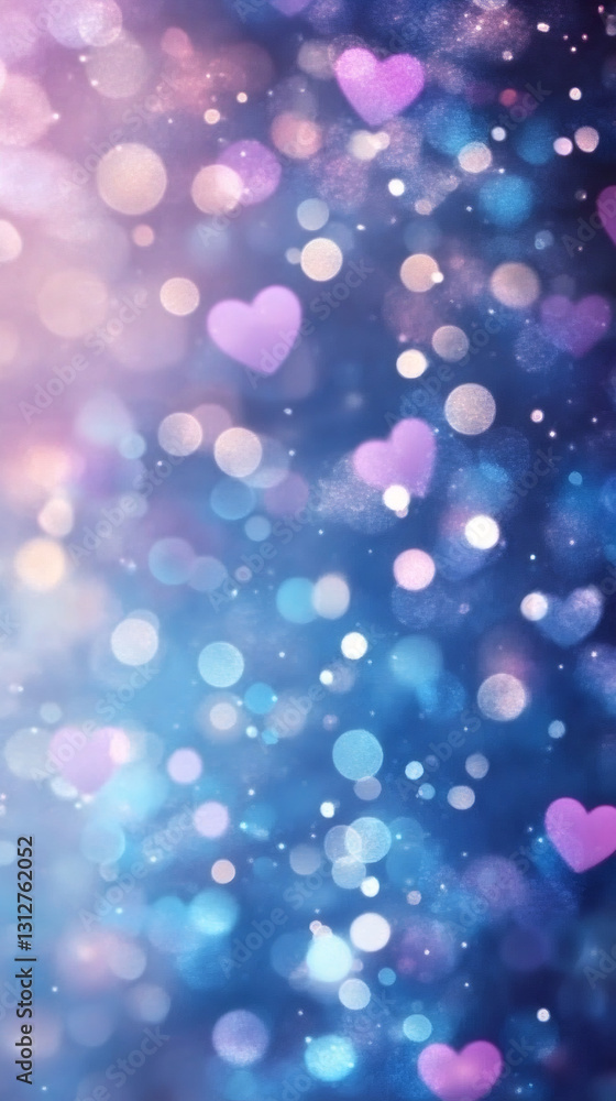 Aufkleber soft glowing bokeh illuminating delicate floating hearts, generating romantic mood