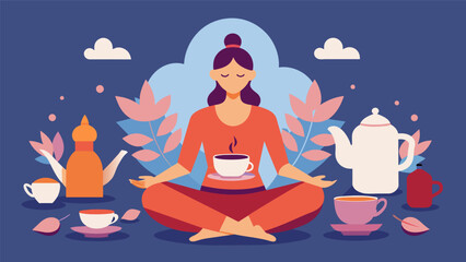The tea meditation ceremony was a beautiful blend of tradition and mindfulness with each element thoughtfully chosen to harmonize the mind body and spirit.. Vector illustration