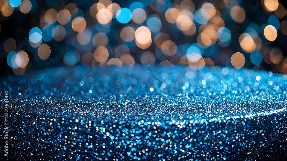 Poster blue glitter background shimmering sparkle texture bokeh lights festive elegant