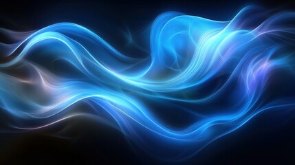 Obraz premium Blue Abstract Waves Flowing in Dark Space