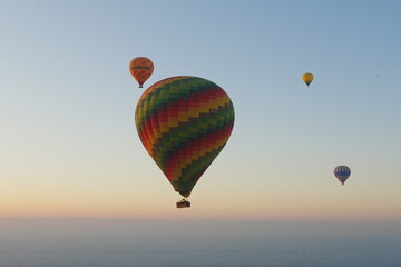 Balloons at sunrise over Luxor, Egypt