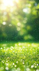 Obraz premium Refreshing Green Meadow: A Burst of Summer Rain