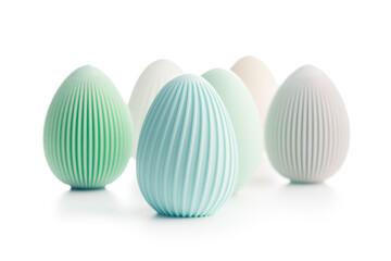 Easter decoration. Colorful eggs isolated on white background.