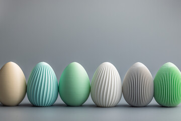 Easter decoration. Colorful eggs on grey background.