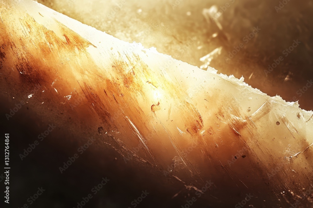 Poster angled view of illuminated translucent material with textured details