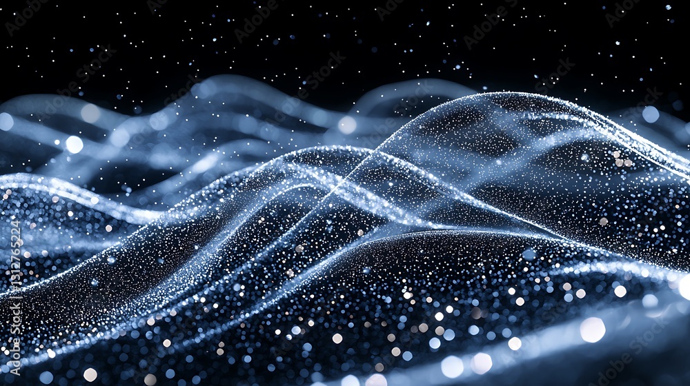Aufkleber blue silver glitter particle wave abstract background texture