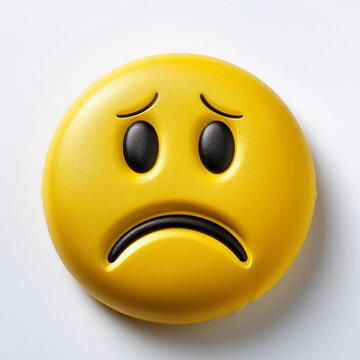 emoticon emoji amarillo aislado con cara sentimiento tristeza sobre fondo blanco  