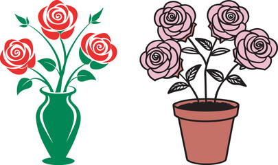 set of flower vase in pot