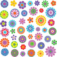 mod bright colors vector flowers