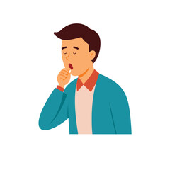 a man Cough on white background