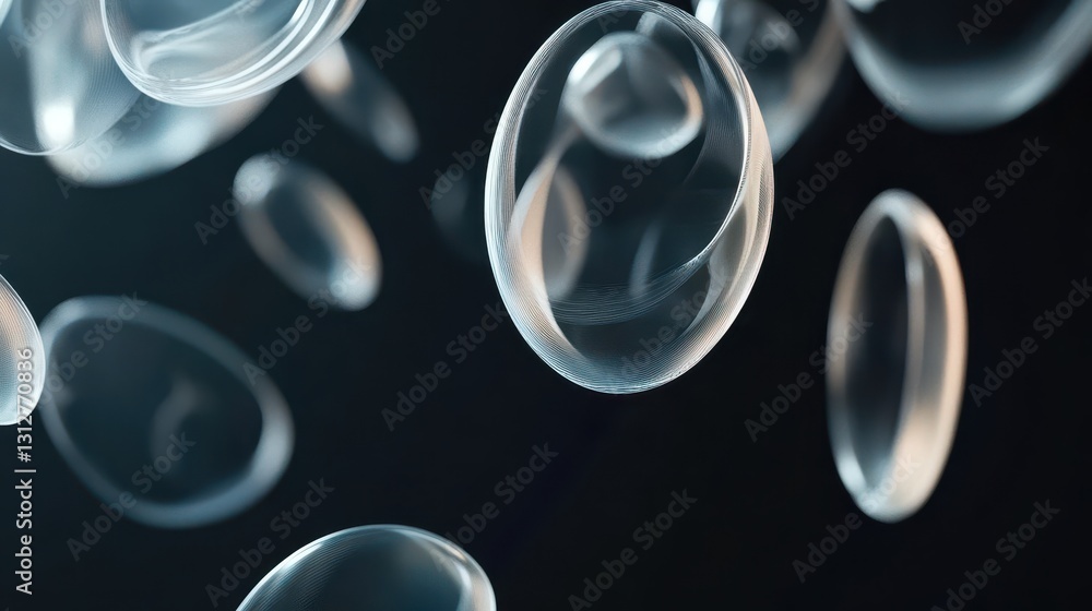 Aufkleber A captivating 3D animation featuring rotating glass shapes against a light background, rendered in high-definition 4K.