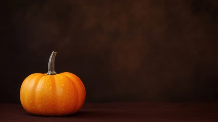 Vibrant orange pumpkin featured in a minimalist dark background setting