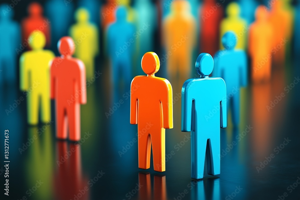 Poster exploring layers of people icons in a virtual network for enhanced hr recruitment strategies