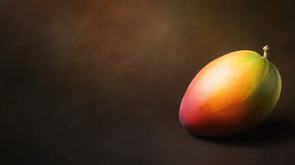 Bright mango sits on a dark surface showcasing its rich colors and smooth texture