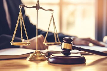 Hand put wooden block with human team icon and justice scales on table, simple background, high resolution photography, professional color grading