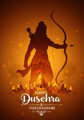 Poster For Happy Dusshera , realistic happy dussehra celebration wishing or greeting card and post and banner design vector file
