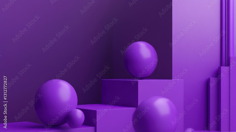 Poster a contemporary abstract 3d render featuring a purple background design with a modern illustration.