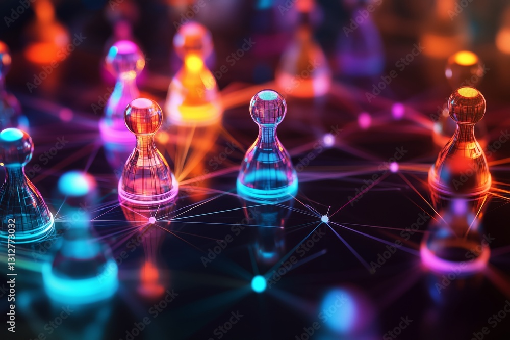 Aufkleber human resource graphic design showing colorful avatars connected in a network for teamwork and colla