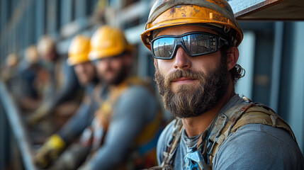 Construction workers at construction site