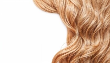 Naklejka premium Close-up of blonde wavy hair on a white background with soft curls