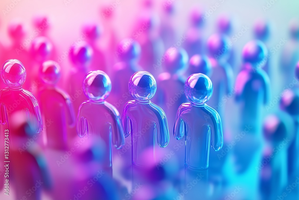 Poster human resource graphic design showing colorful avatars connected in a network for teamwork and colla