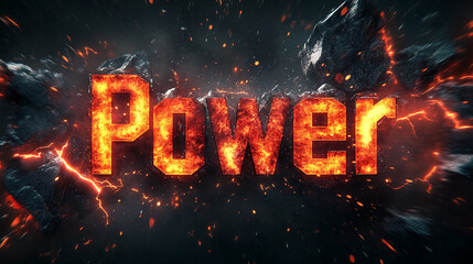 word power written in fire on black