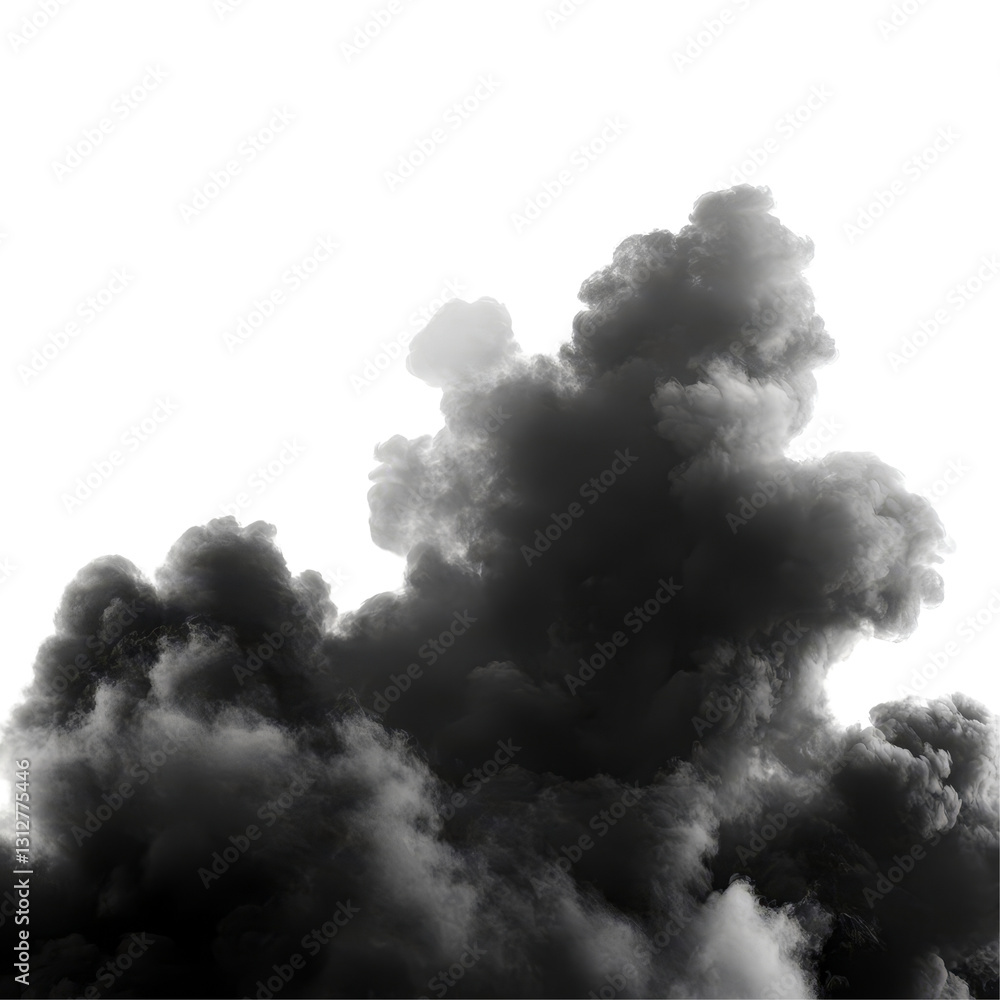 Poster dramatic black clouds isolated on a transparent background creating a striking contrast in the atmos