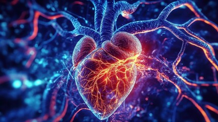 Obraz premium Vivid Graphic Visualization of Heart Health