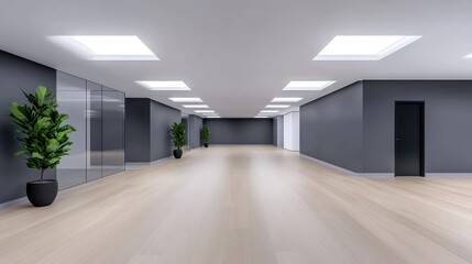 Fototapeta premium Modern Office Corridor: Minimalist Design, Empty Space, Clean Lines