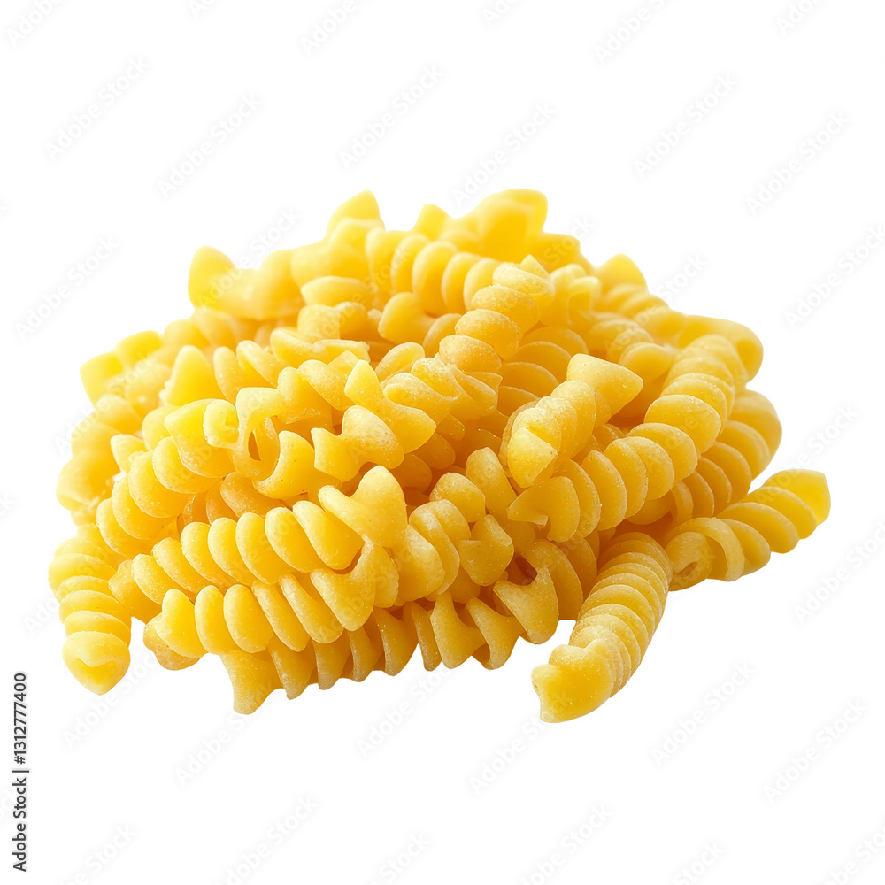 Poster macro view of yellow macaroni pasta on a transparent backdrop showing texture and shape details, mac