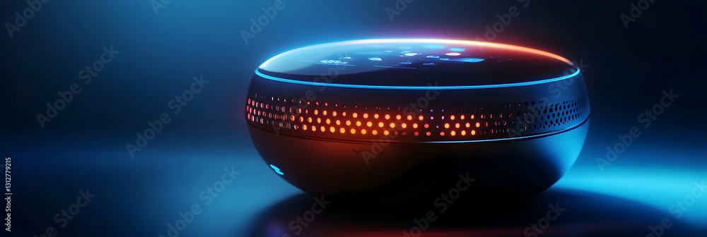 Poster a glowing ai-powered language translation device -