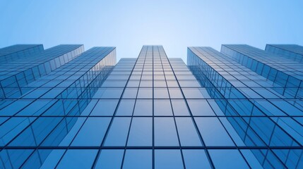 Obraz premium Modern Glass Skyscrapers Reaching for the Sky: A Stunning Architectural Masterpiece