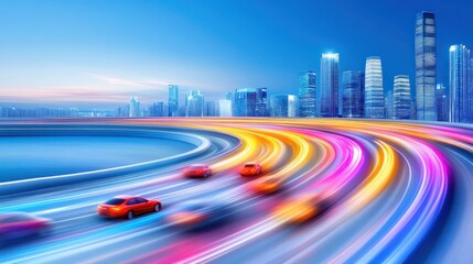 Fototapeta premium Futuristic Cityscape: Speed and Urban Development