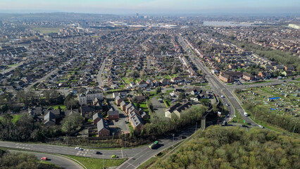 Aerial view in the early spring in Coleview Swindon England, UK
