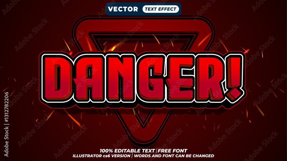 Poster danger bold title typography style 3d editable vector text effect