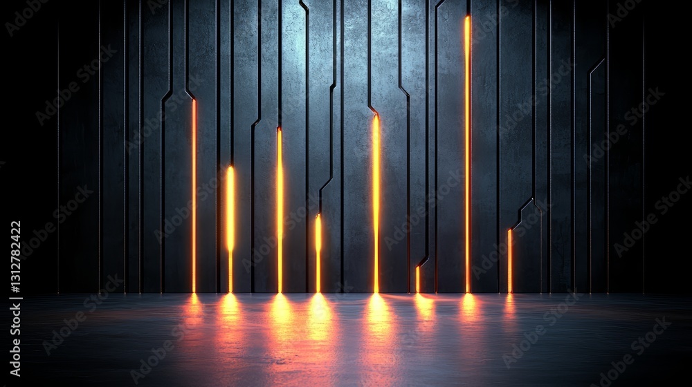 Aufkleber Black background with orange lines on it. The lines are glowing and seem to be moving. Scene is mysterious and intriguing