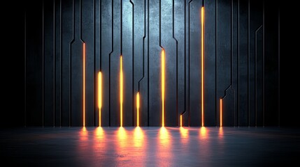 Black background with orange lines on it. The lines are glowing and seem to be moving. Scene is mysterious and intriguing