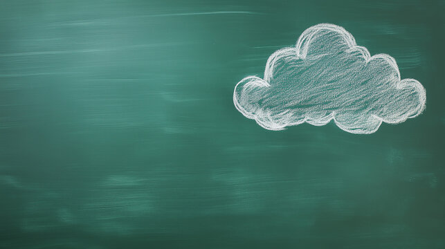 chalk drawn cloud on green chalkboard background - Powered by Adobe