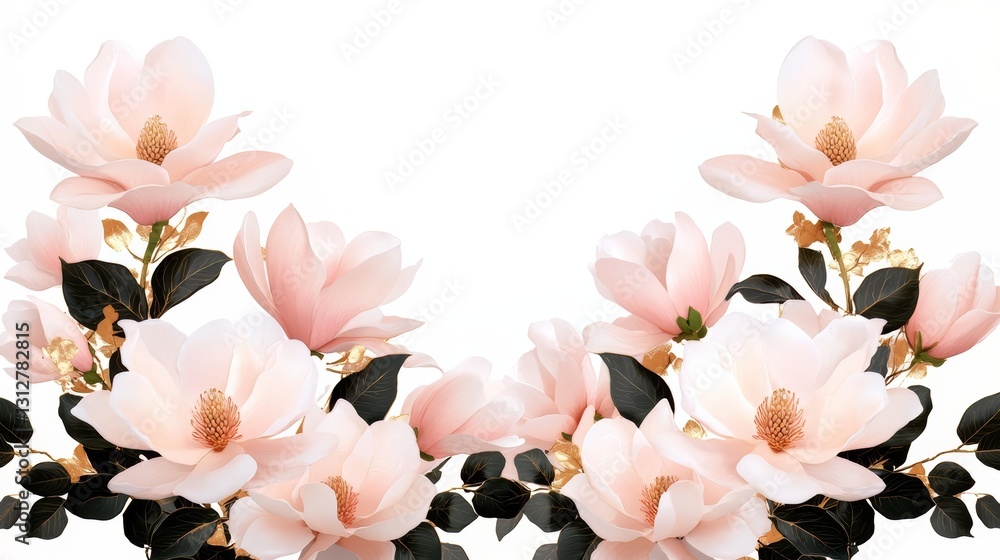 Aufkleber bouquet of pink flowers with a white background. the flowers are arranged in a way that they are ove