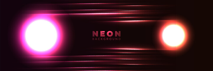 Pink & orange neon circles glow; dark background; design template