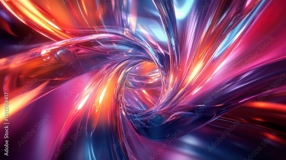 Poster An abstract animation showcasing a color refraction effect with a 3D render, presented in 4K resolution.
