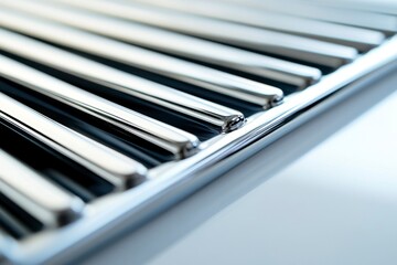 Close-up of Sleek Chrome Grate Grill - Modern Design and Precision Craftsmanship