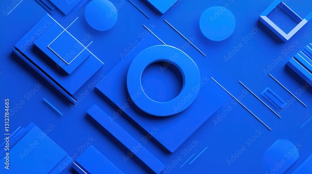 Poster An abstract background design featuring bright-colored circular rings arranged in a minimalistic pattern.